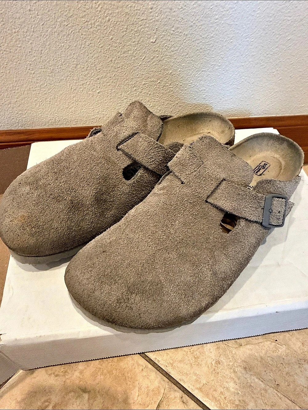 Birkenstock Boston Soft Footbed Clog Suede Brown US 8-8.5